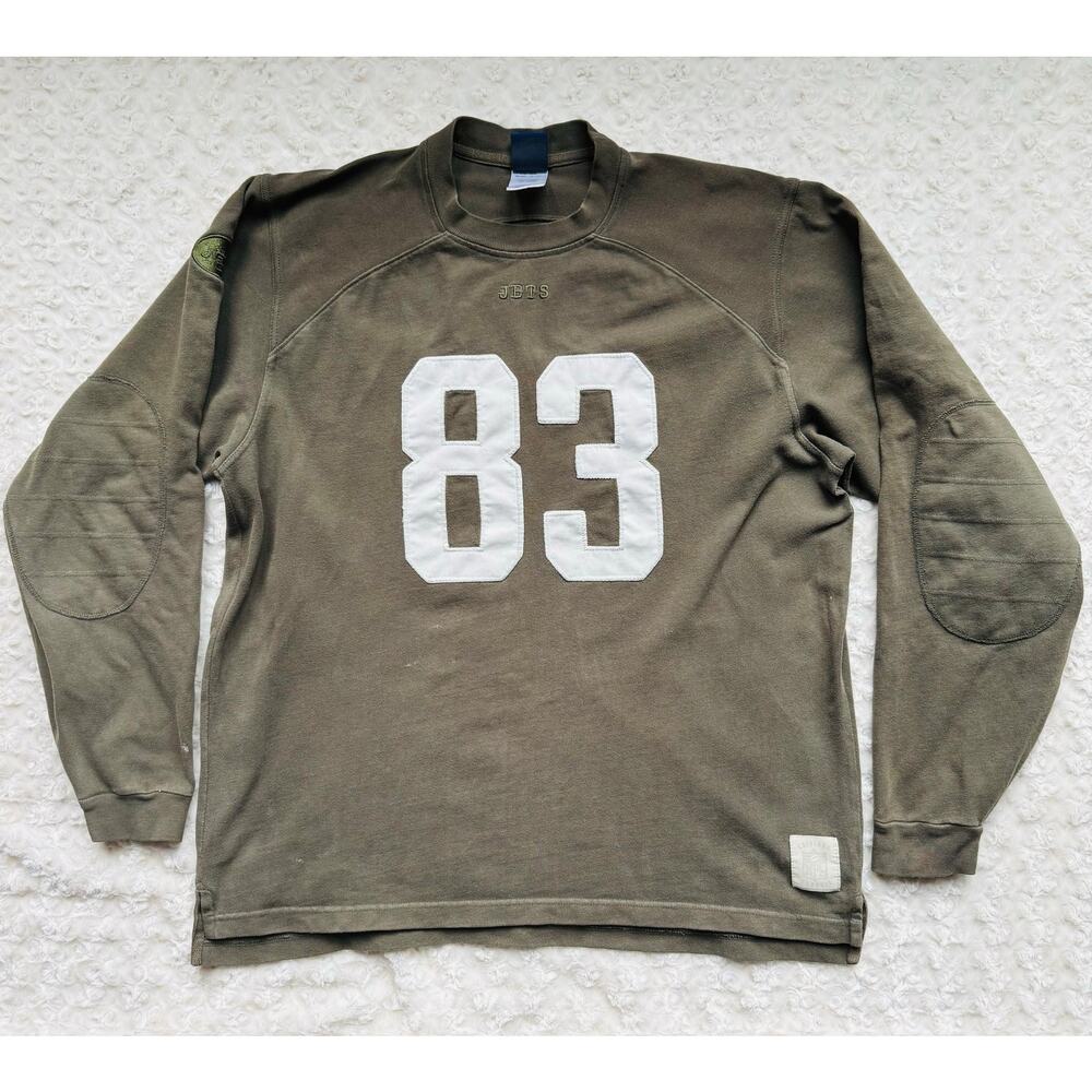 Reebok Gridiron NFL Classic NY Jets Santana Moss Green Coton Sweatshirt Jersey M